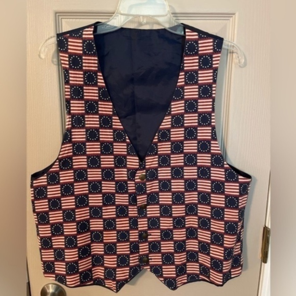 Vintage unbranded Betsy Ross Flag check motif vest.
